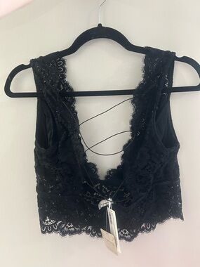 Anthropologie Black Lace Cropped Camisole